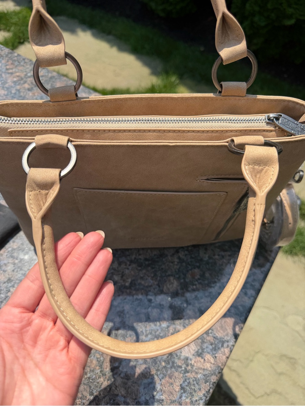 Trinity Ranch Genuine Hair-On Cowhide Collection Concealed Carry Tote - Tan - Picture 9 of 16